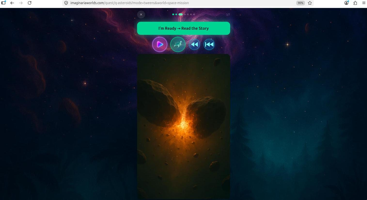 World landing — intro video, narration text, and "Begin Adventure" button