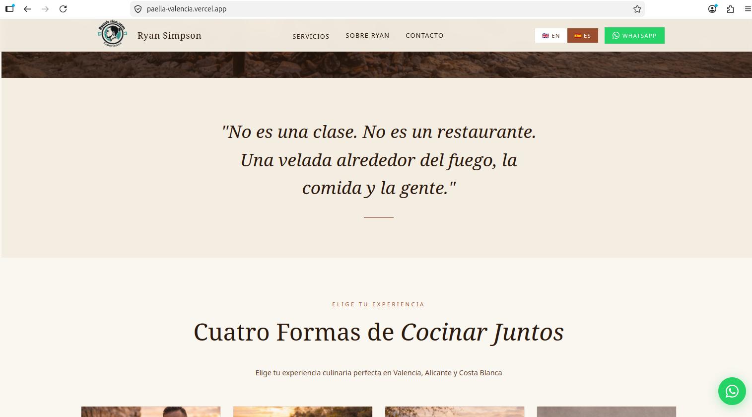 Spanish version — same page, all content switched instantly