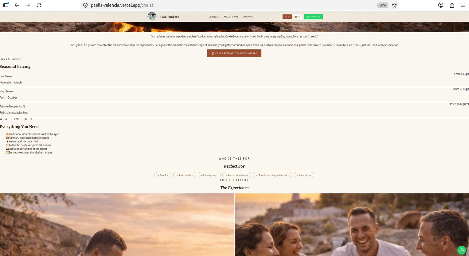 Service page — pricing table, included items, and perfect for tags
