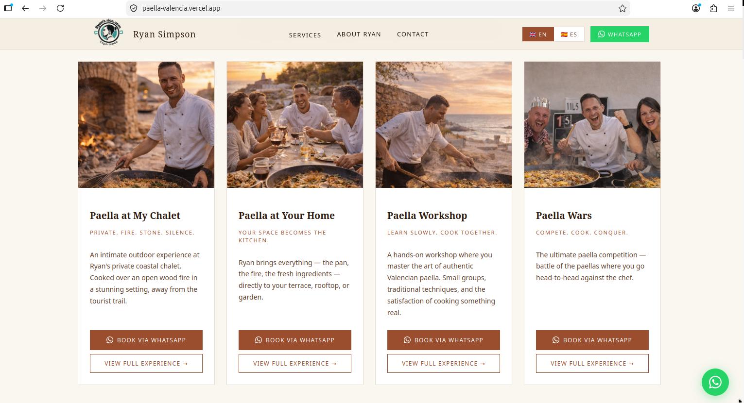Service page — hero section with gradient overlay
